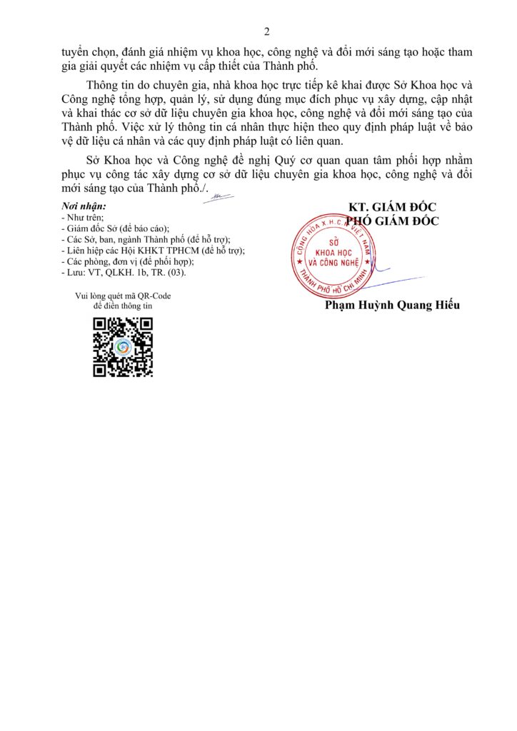 Sở KH&CN TP.HCM triển khai thu thập thông tin chuyên gia, nhà khoa học trên địa bàn TP. Hồ Chí Minh cv ho tro cung cap thong tin chuyen gia trang 002